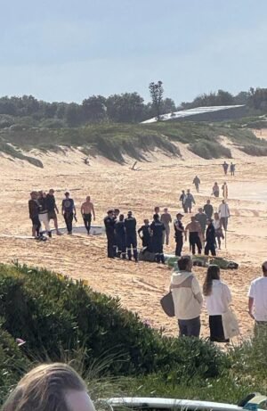 D -El nadador murió después de ser borracho por tiburones en la playa