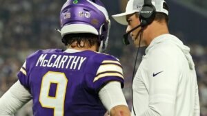 La Ley de JJ McCarthy Encor Ley pierde ante los Vikings Falcons como perezoso