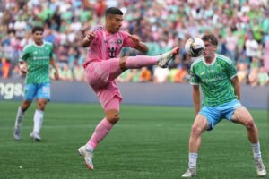Inter -Miami El delantero Luis Surrez disputa después del daño de la Copa Ligies, probablemente escupir al miembro del personal de Sounders