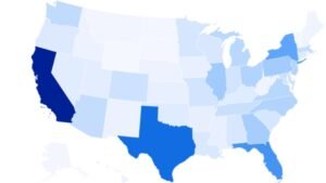 El mapa muestra los estados con la deuda de tarjeta de crédito más grande