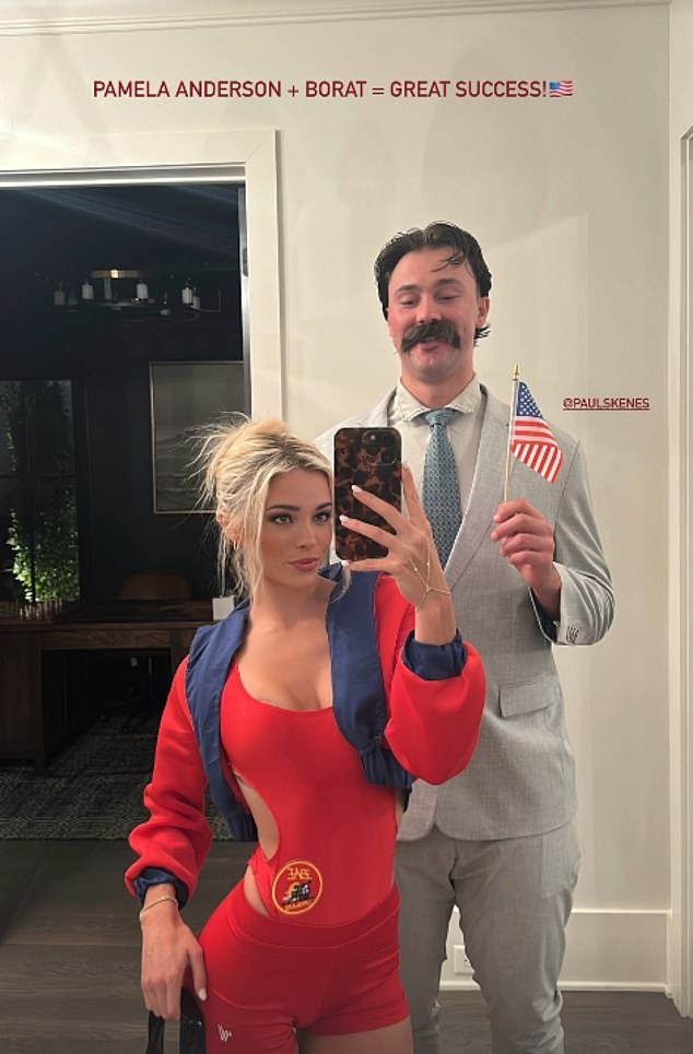 Livy Dunne y Paul Skenes despiden a los fanáticos con los talentosos disfraces de Halloween de Pamela Anderson y Borat
