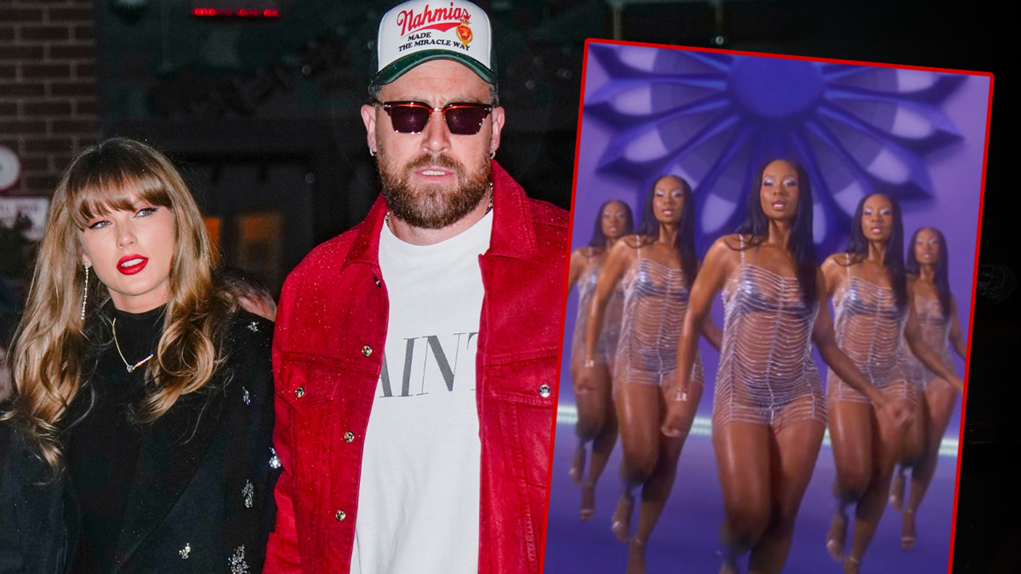 Kayla Nicole aparece para proteger a Travis Kelce y Taylor Swift con vestido de Halloween