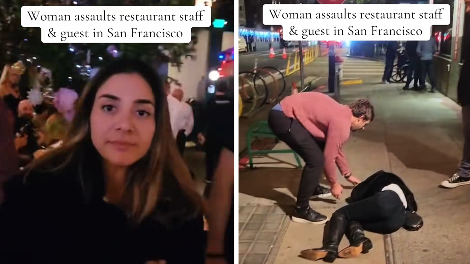 Una mujer borracha en un video tropieza y cae fuerte tras un fiasco en un restaurante