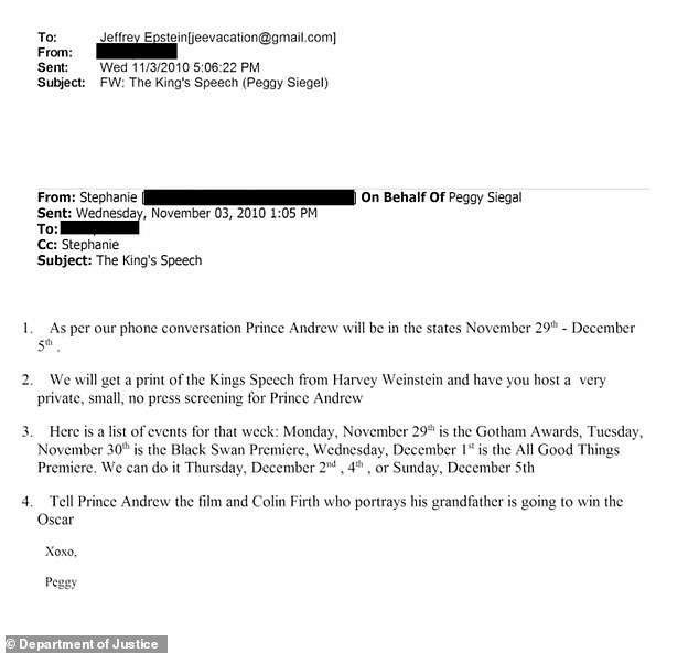 Jeffrey Epstein intentó reclutar a Andrew y Queen en la campaña del Oscar por El discurso del rey de Harvey Weinstein, según muestran los correos electrónicos