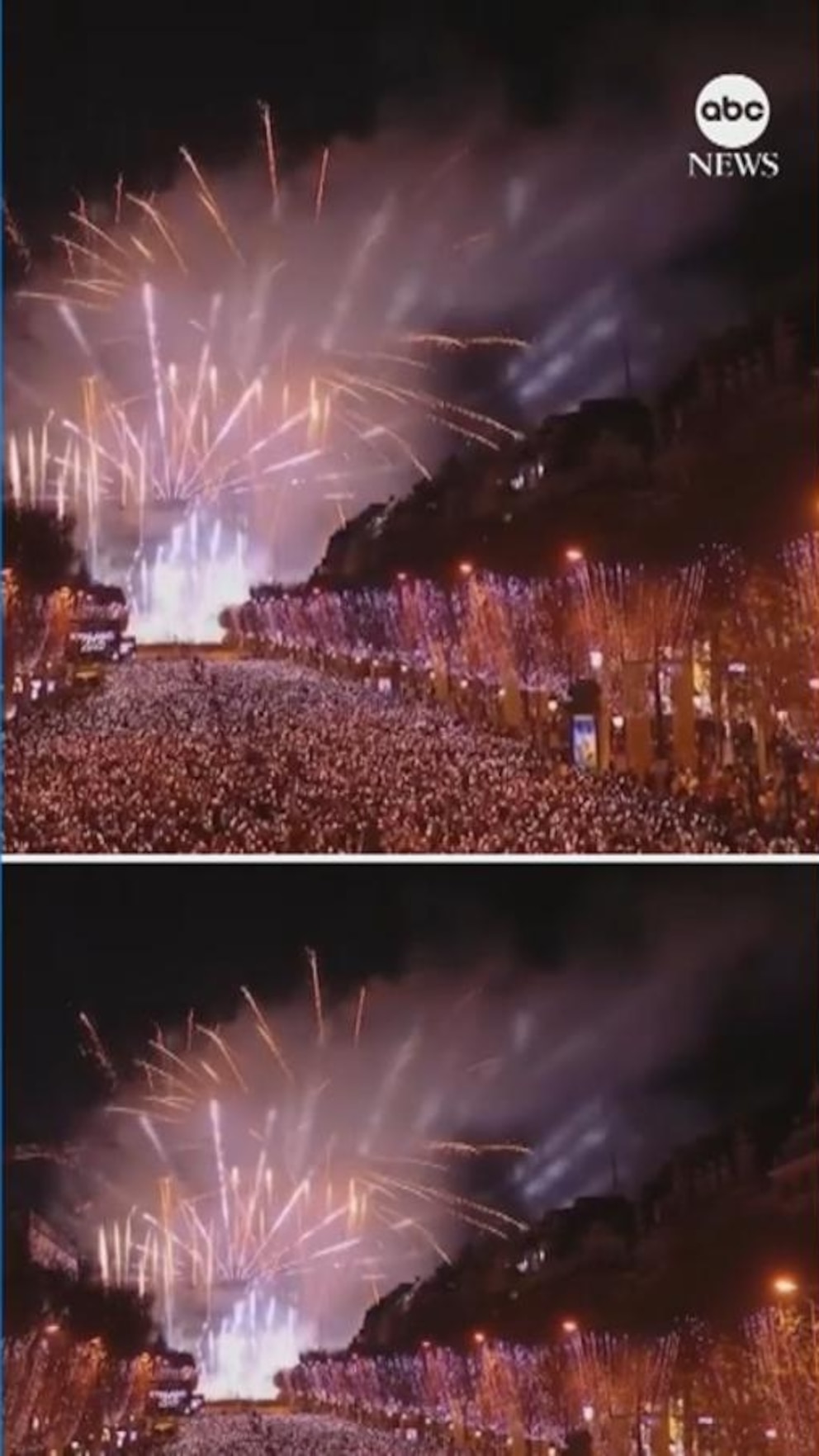 Ver: Fuegos artificiales sobre el Arco de Triunfo mientras París cantaba en el Año Nuevo