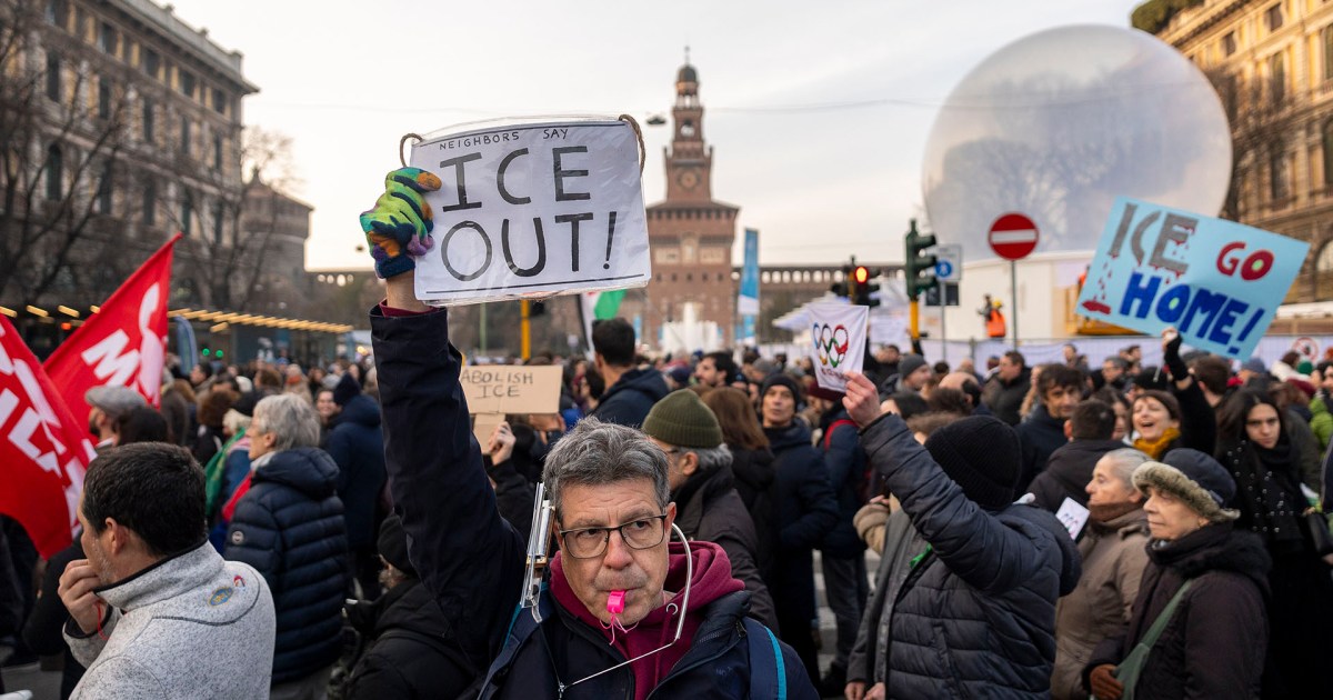 Los italianos en Milán protestan contra el papel de ICE en los Juegos Olímpicos de Invierno