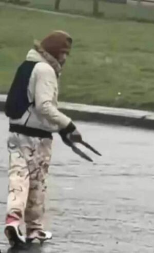 Dos personas fueron trasladadas al hospital después de que las vieran caminando por una zona de Edimburgo con dos armas.