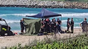 Shellharbour Beach, Nueva Gales del Sur: Se teme que dos turistas británicos se hayan ahogado en una popular playa australiana después de que valientes testigos intentaran salvarlos