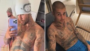 ¡Justin Bieber tomas perfectas sin camisa para celebrar su viernes!
