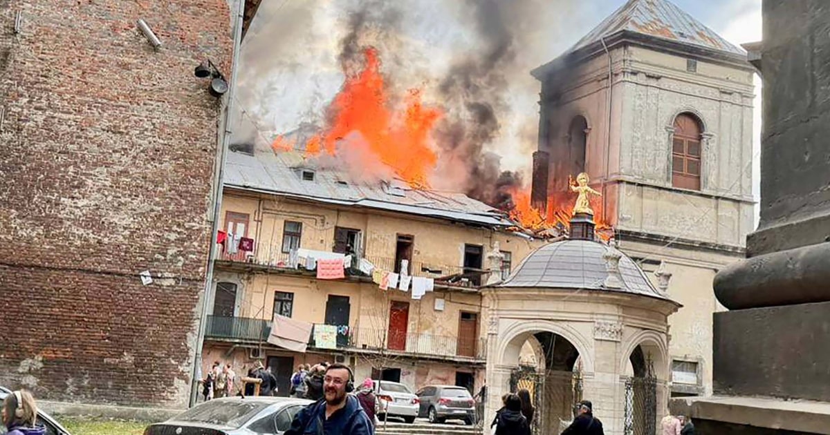Vídeo muestra la explosión de un dron ruso en Lviv