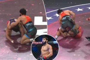 Arman Tsarukyan de UFC golpea a un oponente después de un combate de la RAF en una escena salvaje