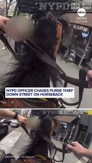 MIRAR: Oficial de policía de Nueva York persigue a un ladrón de bolsos a caballo por la calle