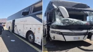 Accidente de autobús de peregrinos del Haj indonesio en Medina, 10 personas heridas