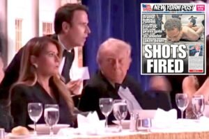 Melania Trump reacciona atónita cuando estallan disparos en la cena de corresponsales de la Casa Blanca