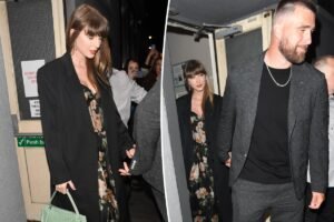 Taylor Swift y Travis Kelce lucen enamorados mientras se acercan a la boda en una cita nocturna en Londres