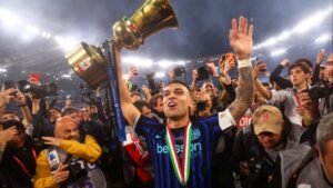El ambiente en el vestuario del Inter de Milán tras ganar la Coppa Italia