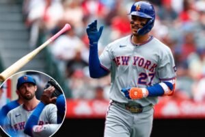 Mark Vientos jonronea dos veces para darle a los Mets una rara victoria en la serie sobre los Angelinos